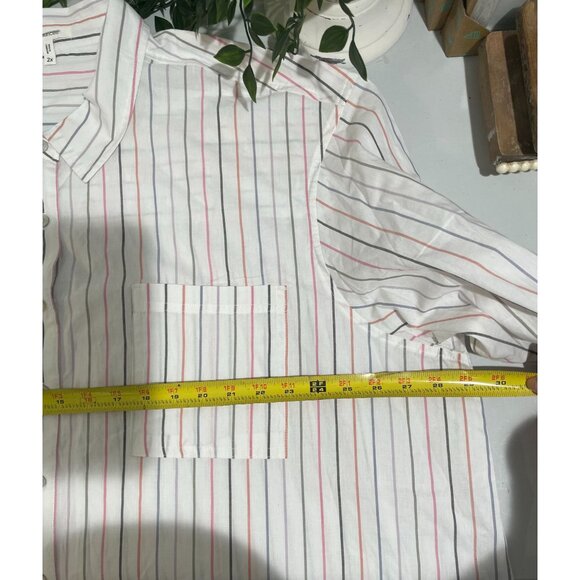 Maurices Womens Striped Button-Down Shirt 2X 100% Cotton White Multi-Color - Picture 12 of 13